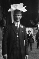 Apple Blossom, man in silly hat